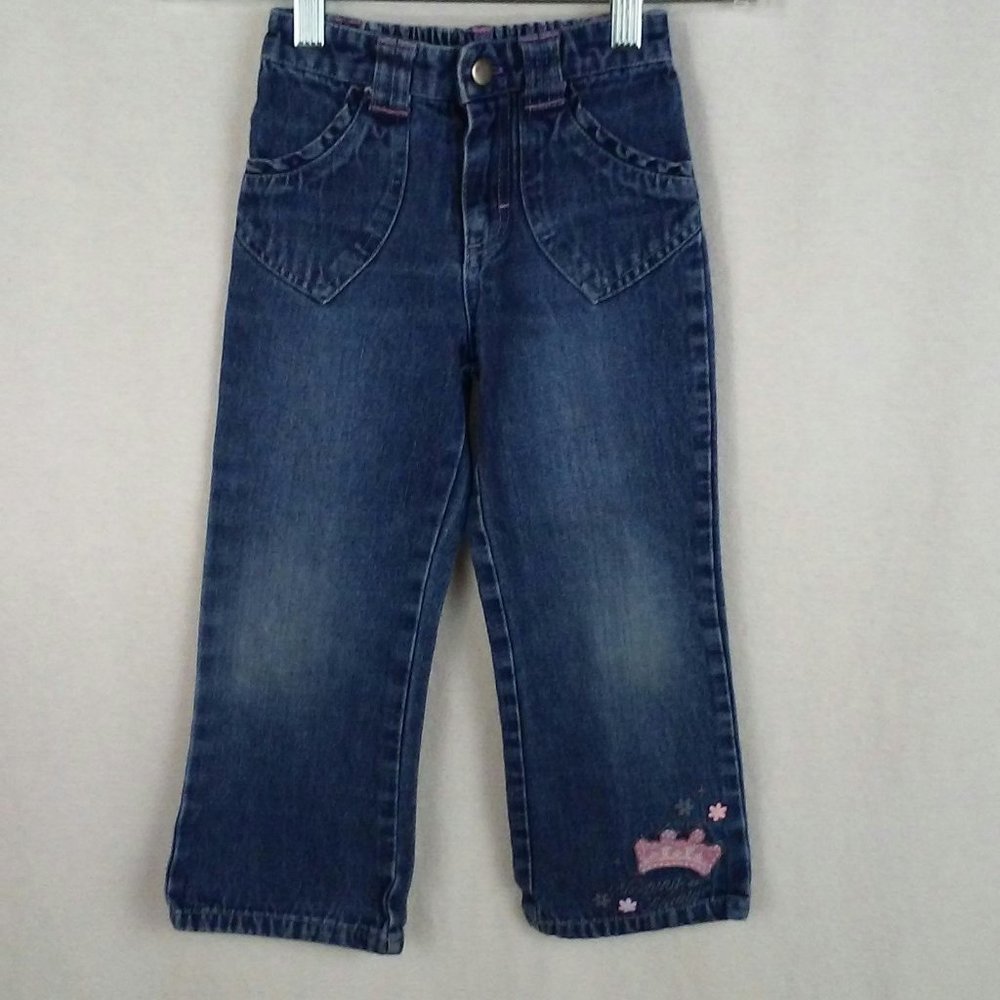 Disney princess girls jeans Sleeping Beauty Size 5 Blue Flare
